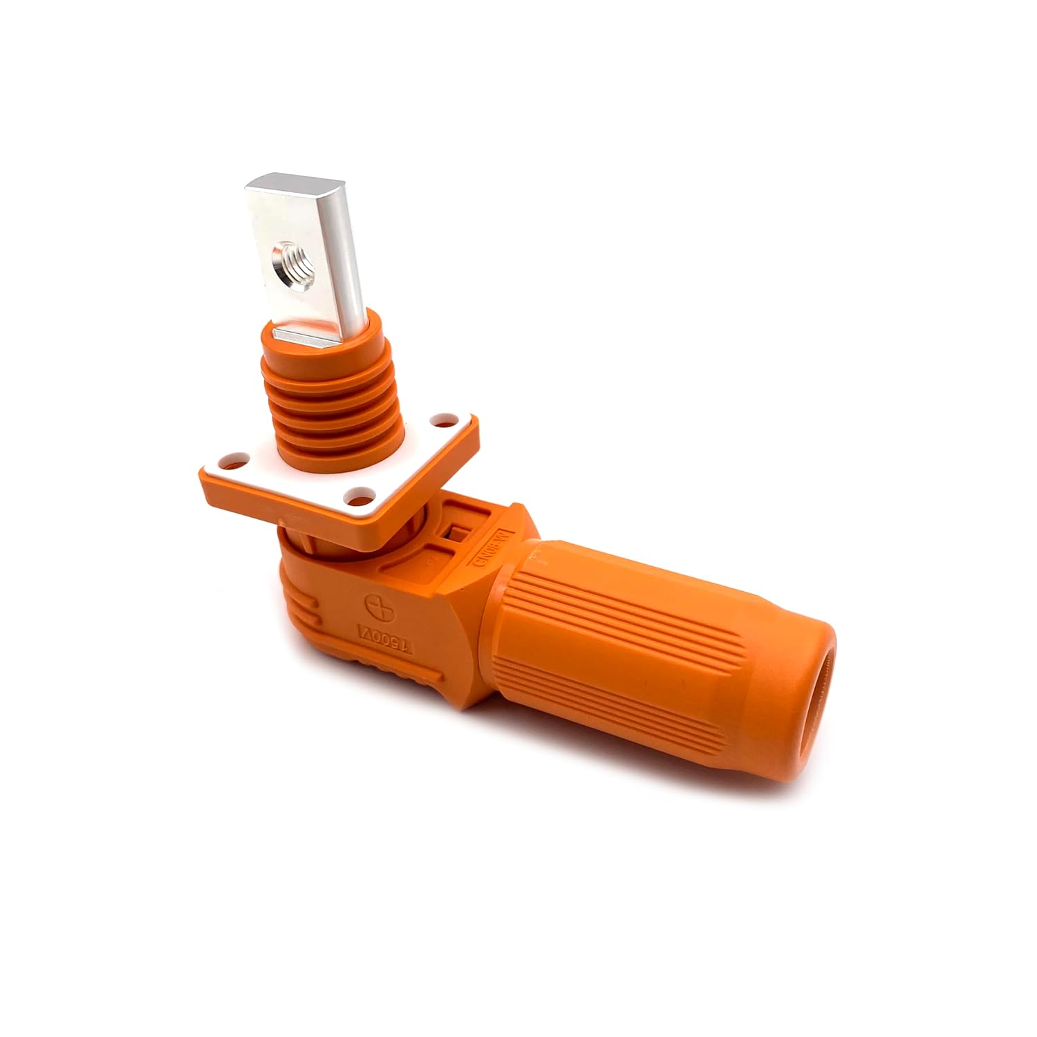 200A Battery Energy Storage Connector, 50mm² High Current Connectors IP67 Waterproof Copper Plate Wiring Power Adapter Quick Plug Terminal Right Angle Plug and Socket （1500V Orange