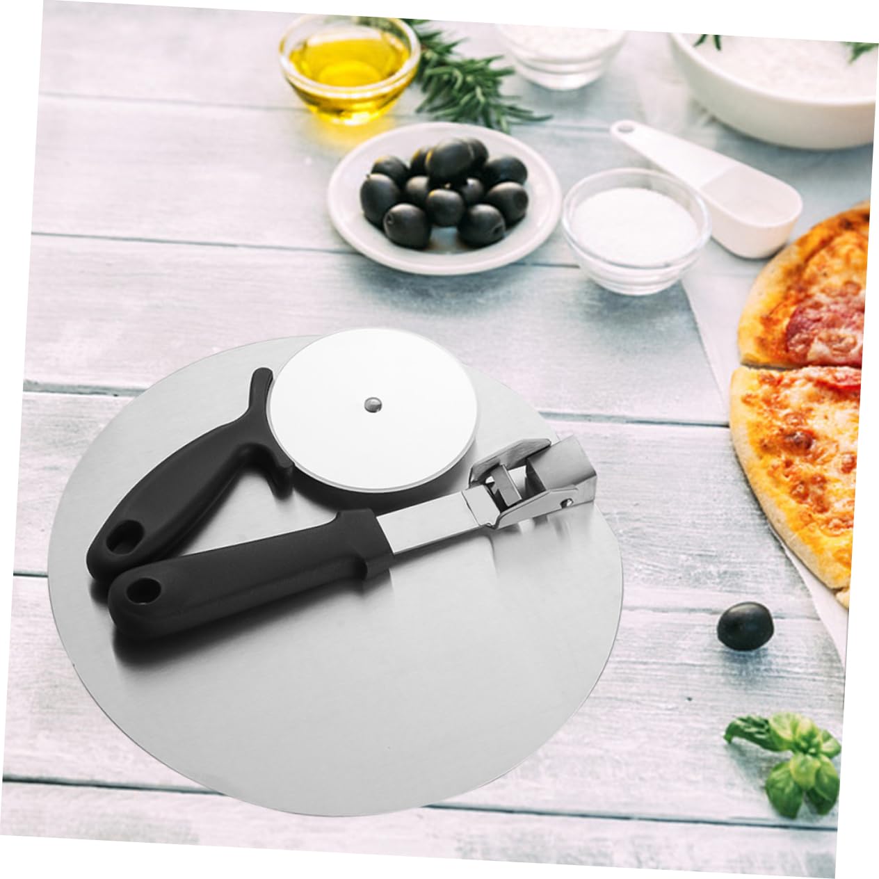 1 Set Cortador de Pizza de Acero Inoxidable Pala de Pizza Diseño Ergonómico para Cortar Tartas y Pan en Cocina Profesional y Doméstica