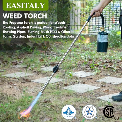 Weed Torch Propane Burner,Blow Torch,35\" Long Arm Flame Thrower,Weed Burner with Self Igniting and Rubber Handle for Outside Weeding,Roofing,Charcoal Starter(Fuel Cylinder Not Included)
