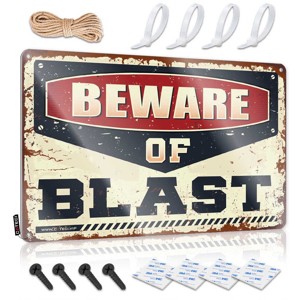 IBWNBBUSN Home Wall Decor Funny Metal Sign Beware Of Blast Sign Drinking Signs Funny Garage Decor For Men(20X30CM)