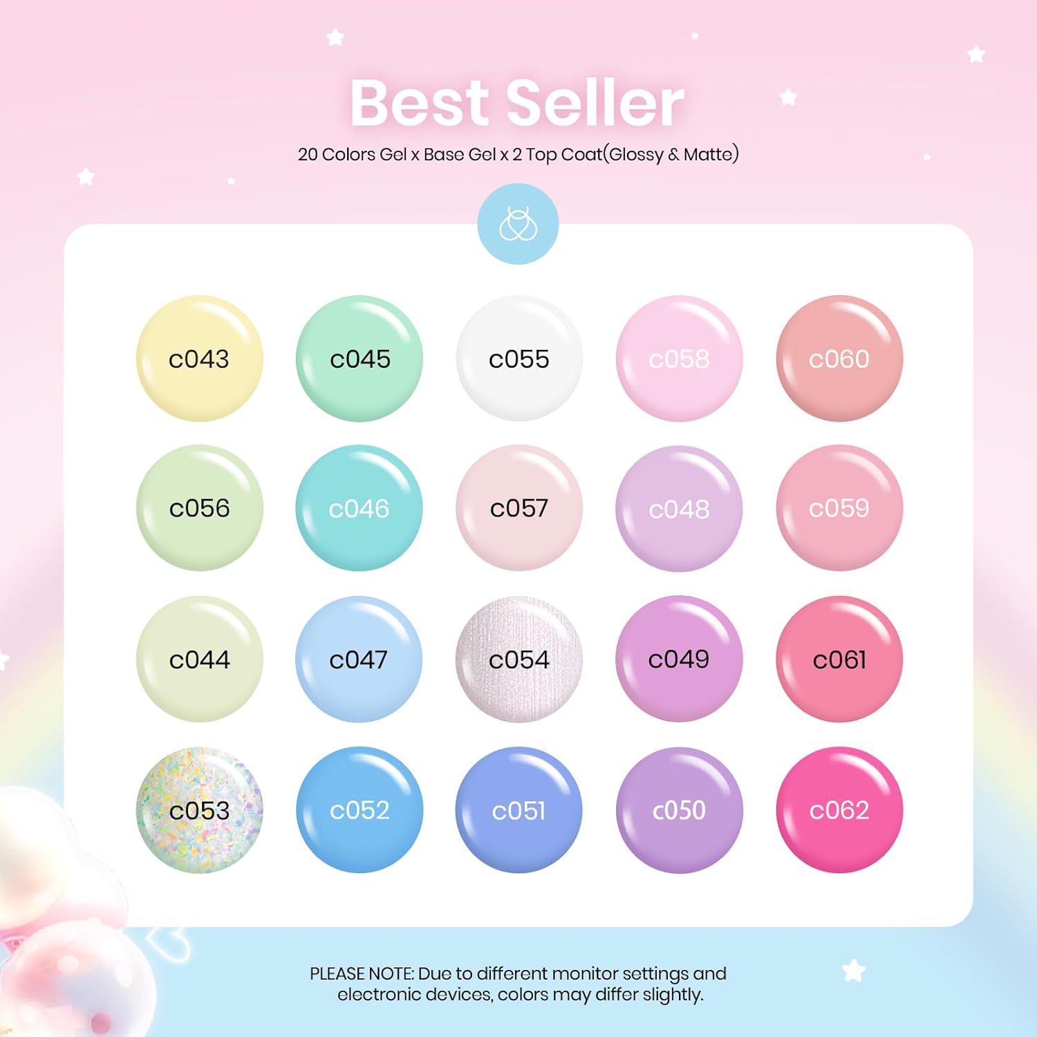 beetles Pastel Gel Polish Set - 20 Colors Spring Gel Nail Kit Dreamy Town Collection Macaroon Pink Yellow Green Blue Glitter Manicure Kit with 3Pcs Base Top Coat Uv LED Summer Gifts for Women