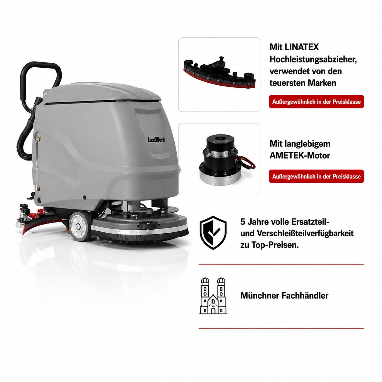 Hydromax X2C przewodowa szorownica szorująca, 3 w 1, czyszczenie i odsysanie, zbiornik na świeżą wodę 55 l + zbiornik na brudną wodę 60 l, kabel 8 m, silnik szczotkowy 550 W, silnik ssący 550 W, do