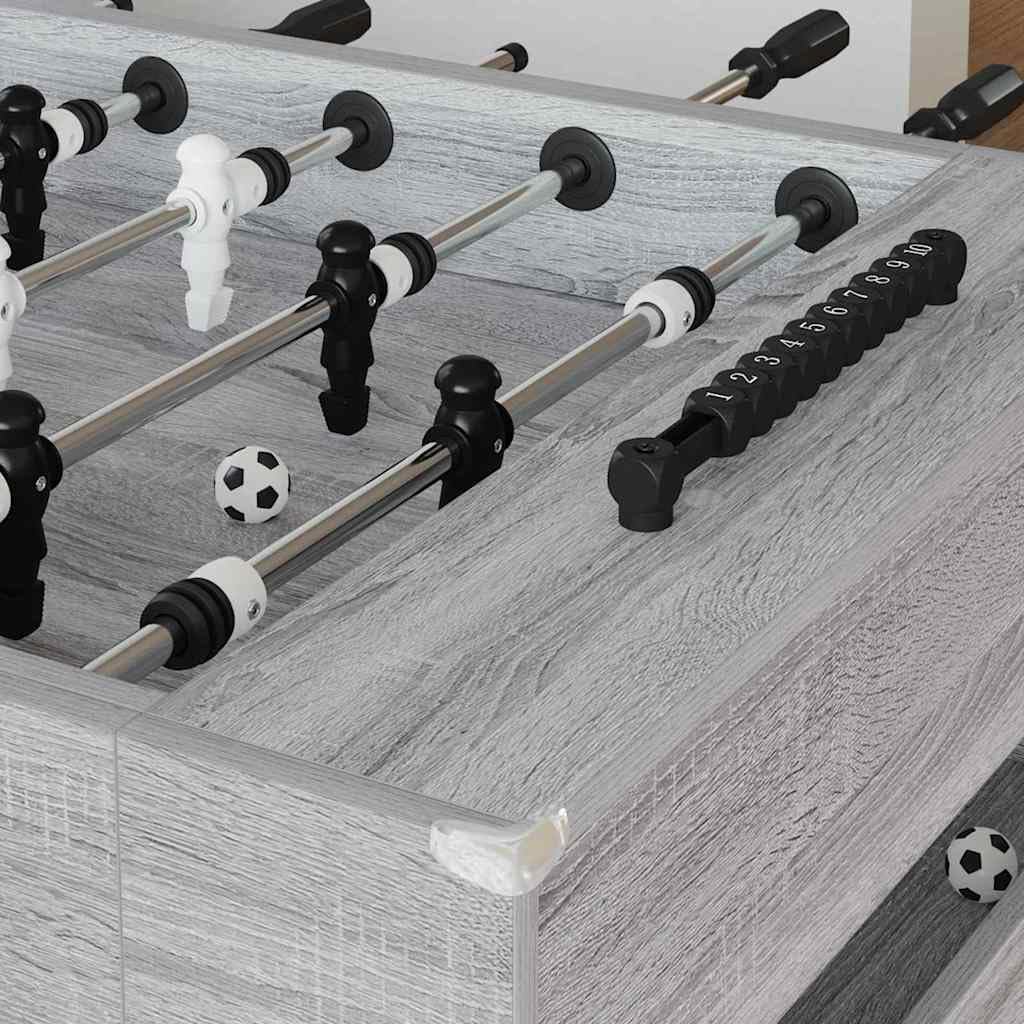 Mesa de futbolín con diseño de Sonoma gris 146,5 x 74 x 85 cm – Mesa de futbolín estable con asas ergonómicas para jugar en interiores