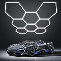 Vista 9 de Luz LED hexagonal para garaje - Luz para detallado automotriz de 12 700 lm, luces de techo y pared para decoración modular, ideal para taller