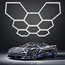 LZHOME Hexagon LED Garage Light: Super Bright 40000LM Honeycomb Garage Light, 8 Hex DIY Hexagon Led Lights for Gym Basement Hair Salon