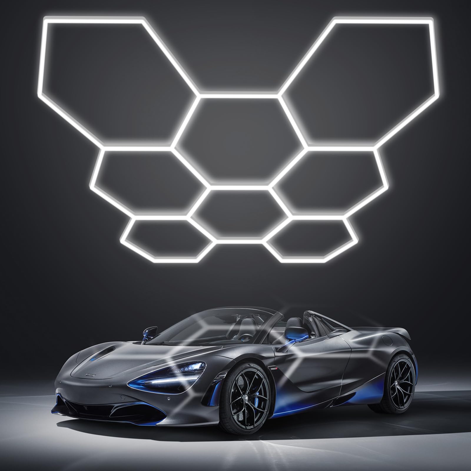 LZHOME Hexagon LED Garage Light: Super Bright 40000LM Honeycomb Garage Light, 8 Hex DIY Hexagon Led Lights for Gym Basement Hair Salon