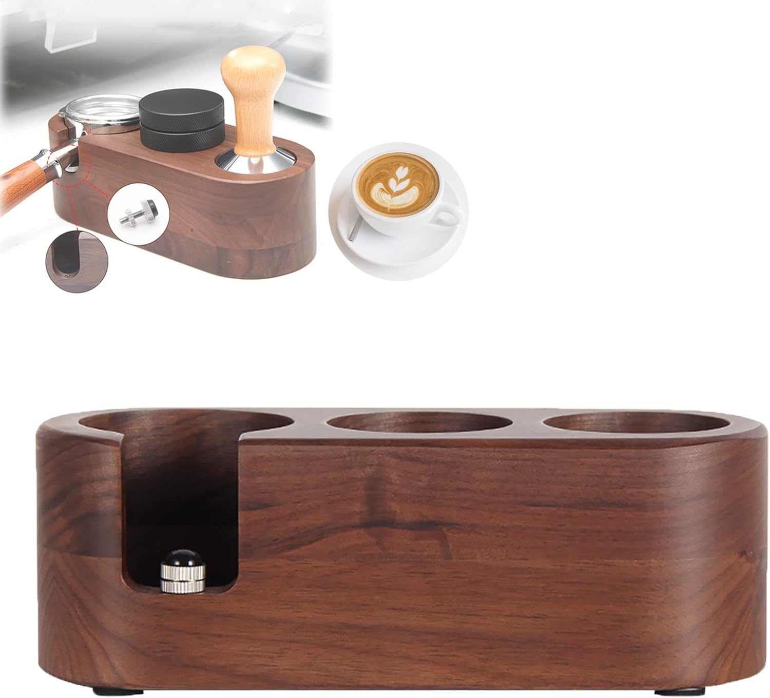 Coffee Filter Tamper Holder, Wooden Espresso Nonslip Tamper