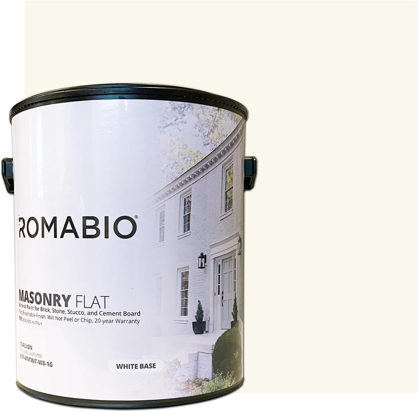 Romabio Masonry Flat | Durable Paint for Brick, Stone & Hardie Board (Avorio White), 1 G
