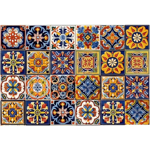 ArtisanAura 24 PCS Moroccan Boho Tile Stickers Peel and Stick