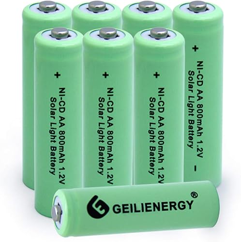 GEILIENERGY NICD - Batería recargable AA de 800 mAh para luz solar, lámpara solar, luces de jardín (paquete de 8)
