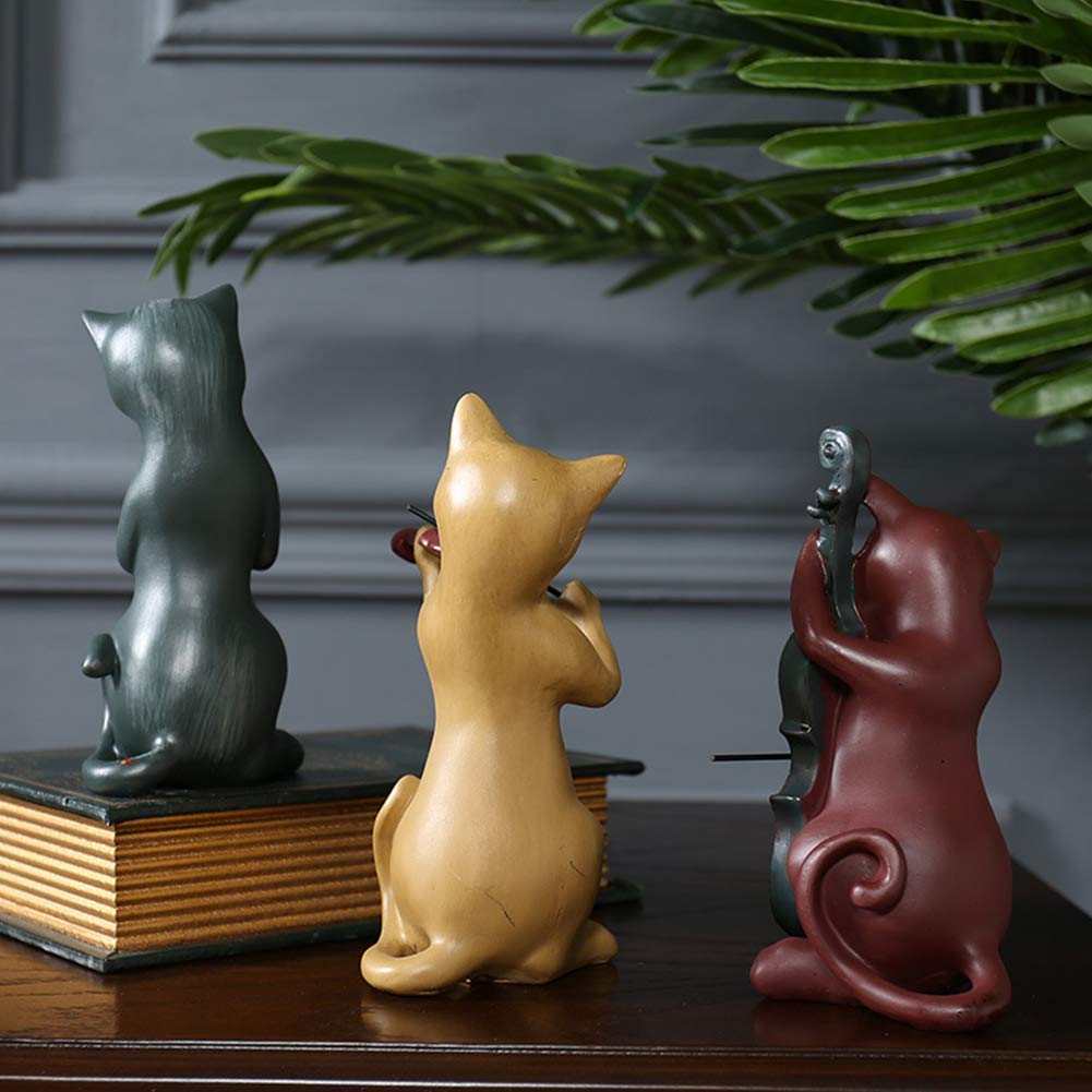 Amazon.co.jp: 猫バンドフィギュアスタチューセット3演奏音楽猫