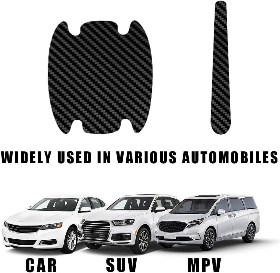 8PCS Car Door Handle Cup Scratch Protectors, Carbon Fiber Anti-Scratches Car Door Cup Protector, Non-Marking Auto Door Handle Protective Film, Universal for Most Car Handles