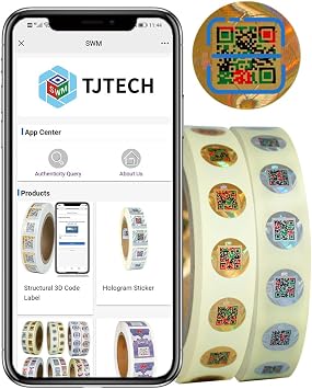 ملصقات كود QR المضادة للتزييف المجسم 15 * 15mm Tamper Proof Original Genuine Security Tag Package Round Authentic Self-Adhentic Label QR Code Stickers