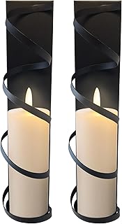 Lily's Home Metal Spiral Wall Candle Sconces Set of 2. Elegant Wall Decorations for Living Room, Bedroom, Hallways and Farmhouse - Perfect for Fireplace Mantel Decoration. for 3" Dia Pillar Candles