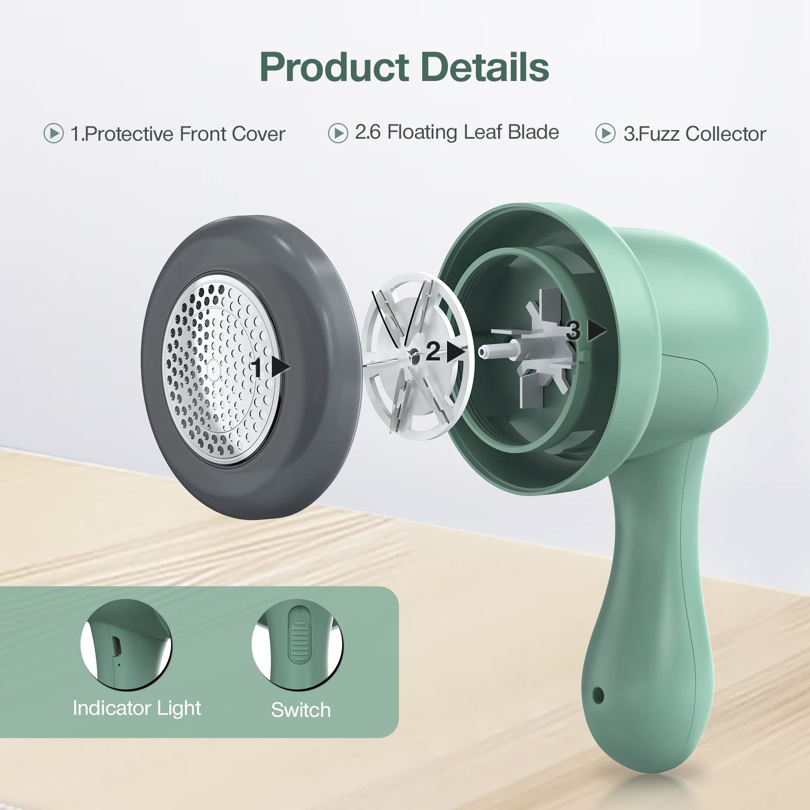 Quitapelusas Electrico, Quita Pelusas para Ropa con 3 Cuchillas & USB, Portátil Rápido Quita Bolas de la Ropa Recargable Maquina Quitar Bolitas Ropa Quitapelusas Ropa para Sueter/Abrigo de Lana/Manta