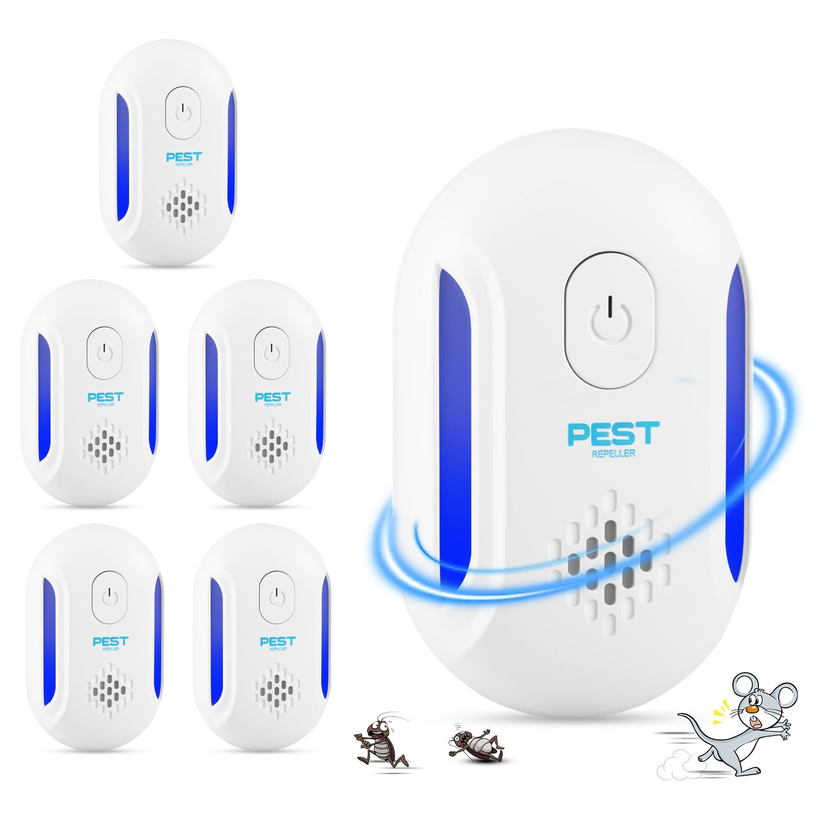 Photo 1 of 2026 Electronic Ultrasonic Pest Control Repeller Plug in for Roach Rodent Mouse Spider Bugs, Upgraded Mouse Repellent Ultrasonic Plug in Mice Repellent Indoor for Home, Office, Kitchen(6Pack)