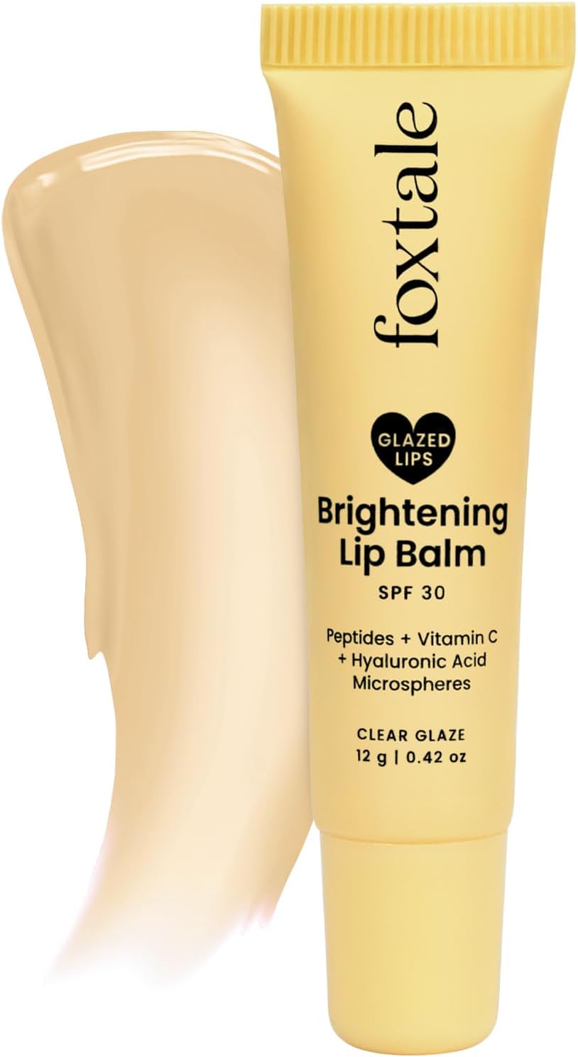 Foxtale SPF 30 Brightening Lip Balm for Dark Lips with Peptides & Vitamin C | Brightens | Hydrates | Tinted Lip Balm - Clear Glaze 12gm