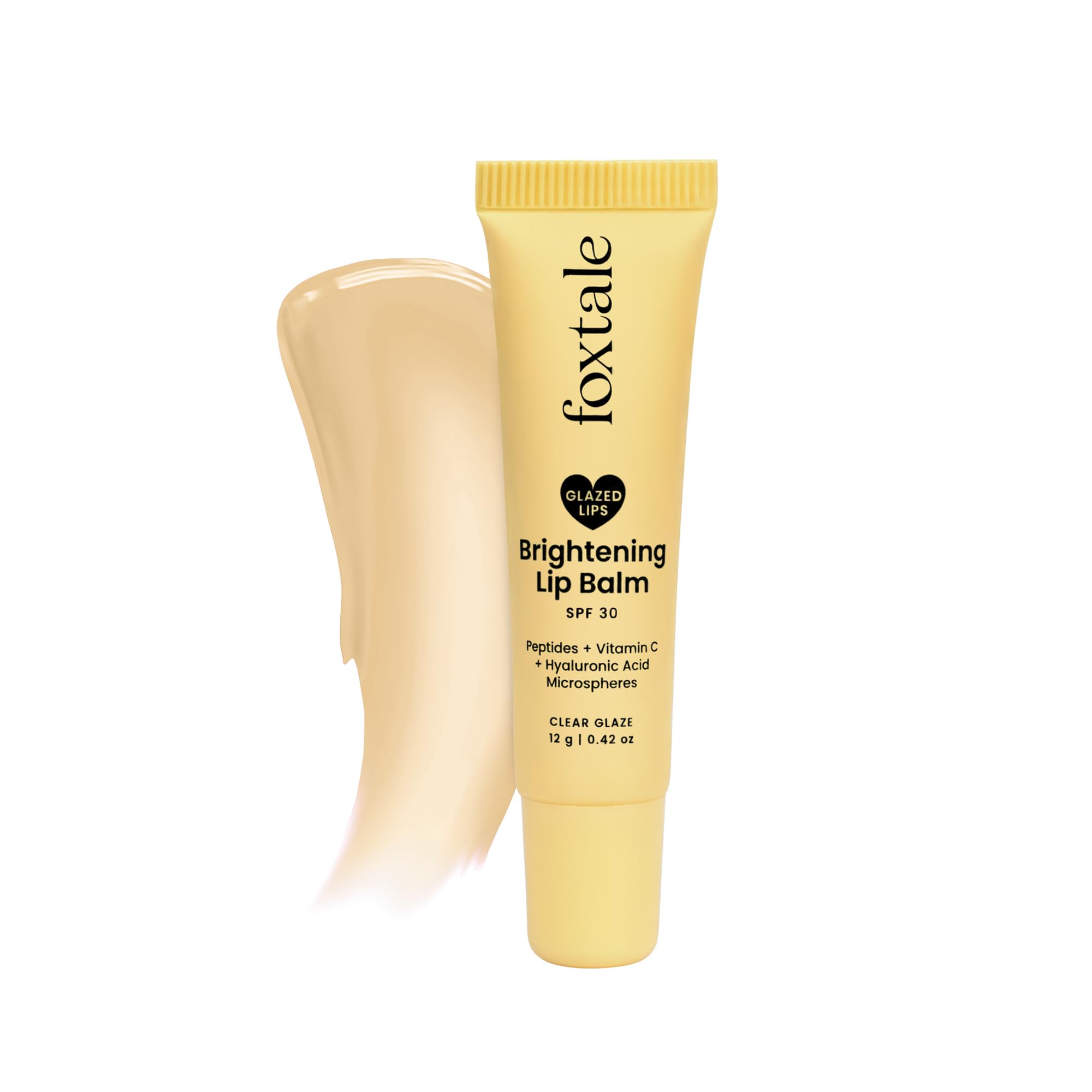 FoxTaleSPF 30 Brightening Lip Balm for Dark Lips with Peptides & Vitamin C | Brightens | Hydrates | Tinted Lip Balm - Clear Glaze 12gm