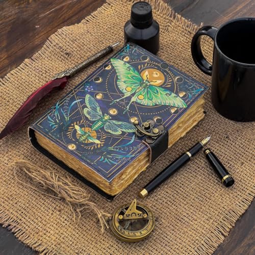 Image of CRAFT JUNKY Vintage Leather Journal Diary for Women and Men Travel Diary Notebook for Writing Deckle Edge Paper (Butterfly, A5 17.78 X 12. 7 CM (A5))