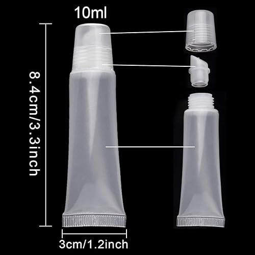 Miniatura 3 de 25 recipientes vacíos de brillo de labios (0.3 onzas líquidas), dosificación de jeringas de plástico de 0.7 fl oz, tubos vacíos recargables,