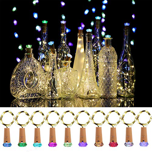 Molcoeur Wine Bottle Lights with Cork 10 Pack Fairy Battery Operated Mini Lights Diamond Shaped LED Cork Lights for Wine Bottles DIY Party Decor Halloween Wedding Festival