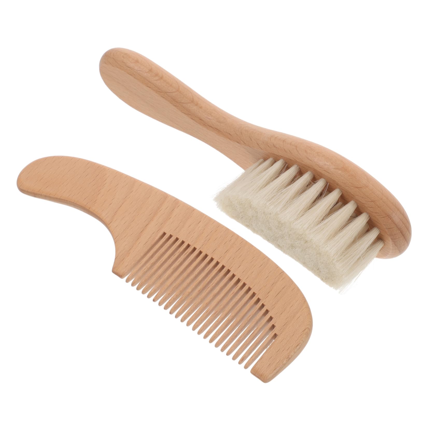 KOMBIUDA Infant Bath Brush Set Baby Brush Grooming Tool Baby Head Scrubber Soft Hair Comb Wooden Handle