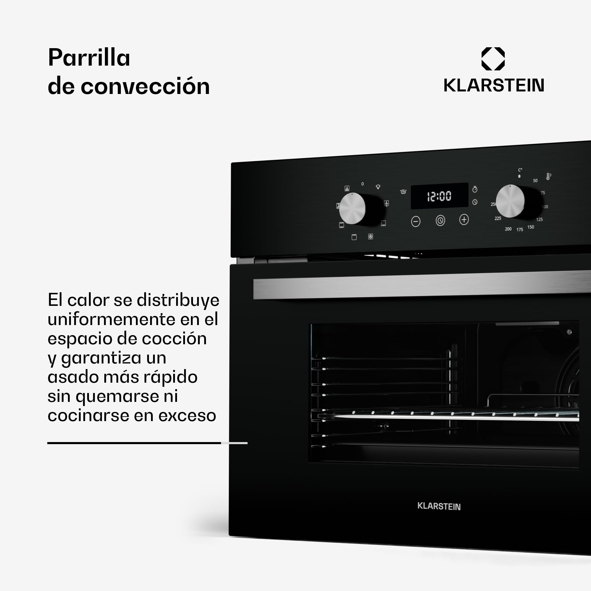 Klarstein SpaceSmart - Horno empotrable (41 L, 8 funciones, temporizador digital, limpieza al vapor, puerta extraíble, clase energética A, diseño compacto
