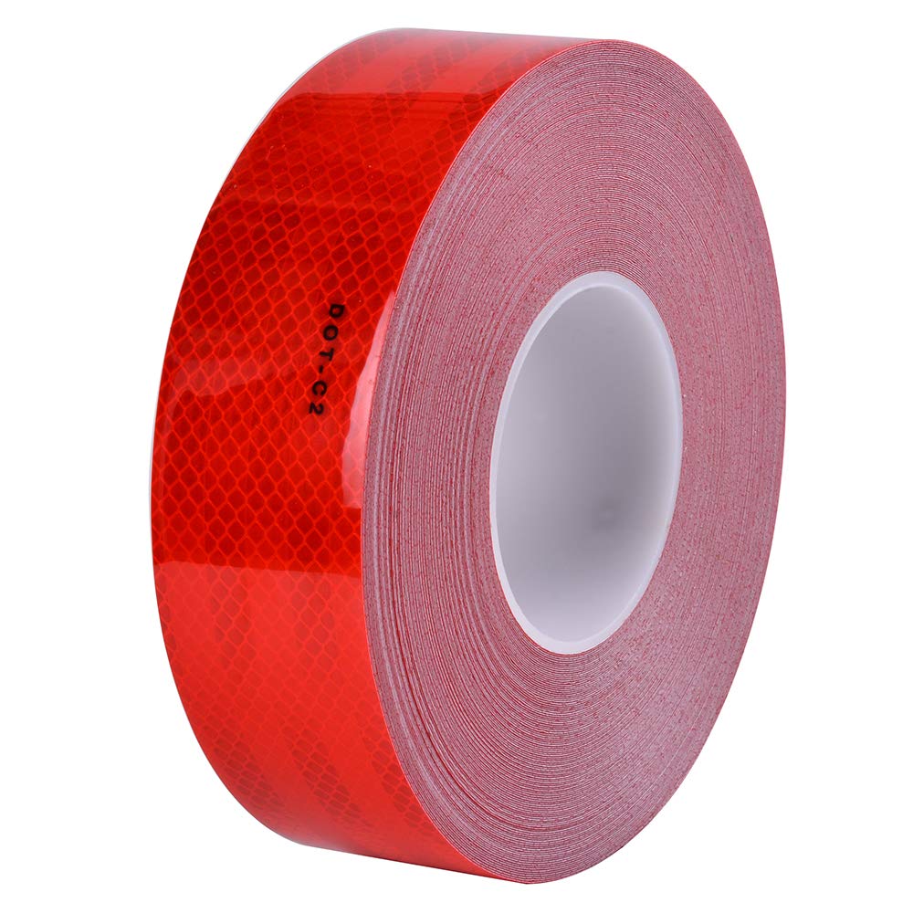 BRIGHT PLUS LIGHT & SAFETY Brightplus 2"x 150' DOT Conspicuity Tape Dot Class 2 Reflective Tape Roll Adhesive Sticker For Cars, Trucks, Trailers, RV's, Campers, Boats, or Mailboxes (Red)