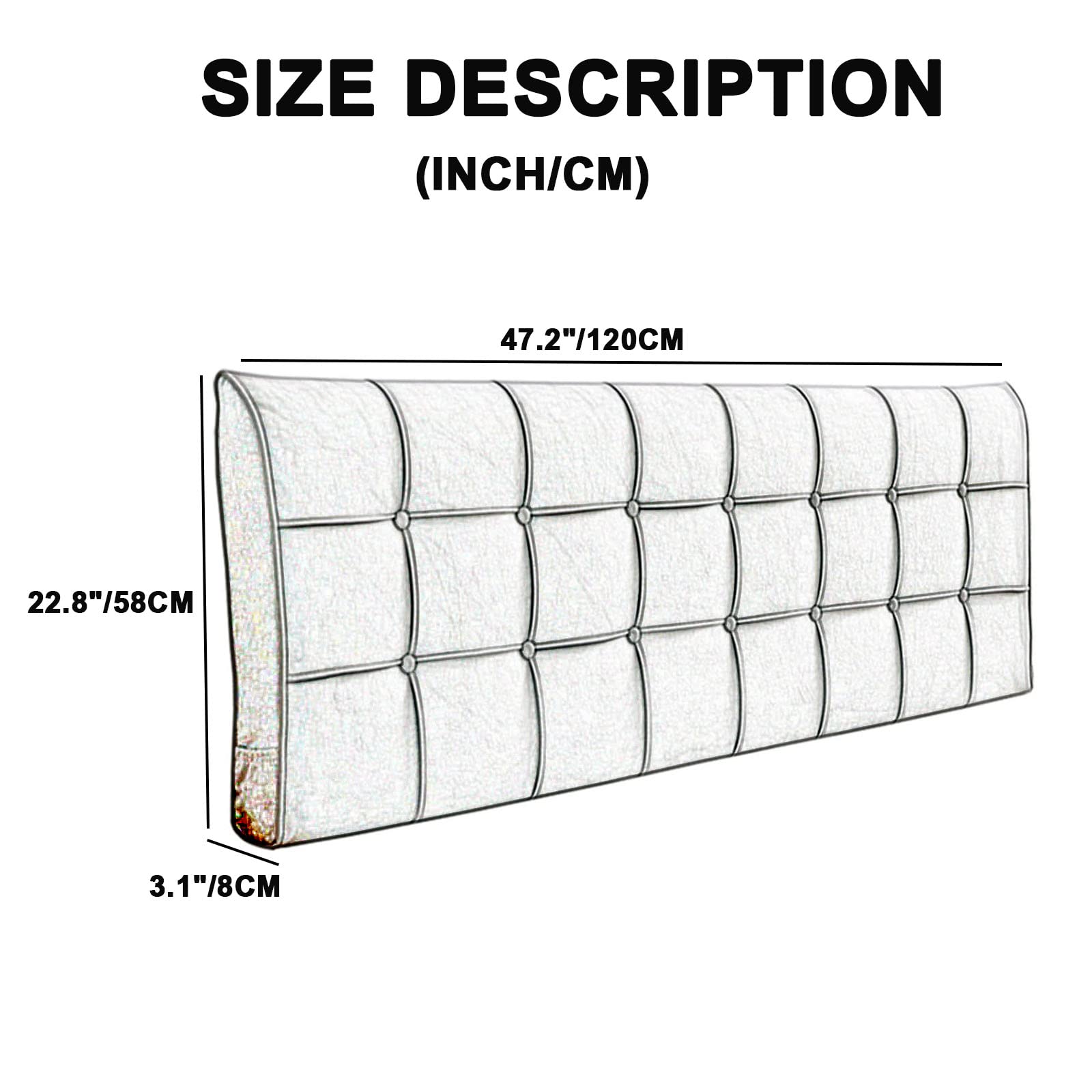 Cabecero Tapizado Cama Respaldo Cabecero Rey Respaldo Almohada Cama Cuña Tamaño Completo Per Banco Dormitorio Cojines De Cama,D,47.2"/120cm(Full)
