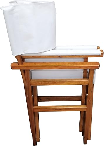 Miniatura 6 de SSLine Juego de 2 sillas de director profesional, sillas plegables portátiles para directores de altura de comedor con marco de madera y lona, silla