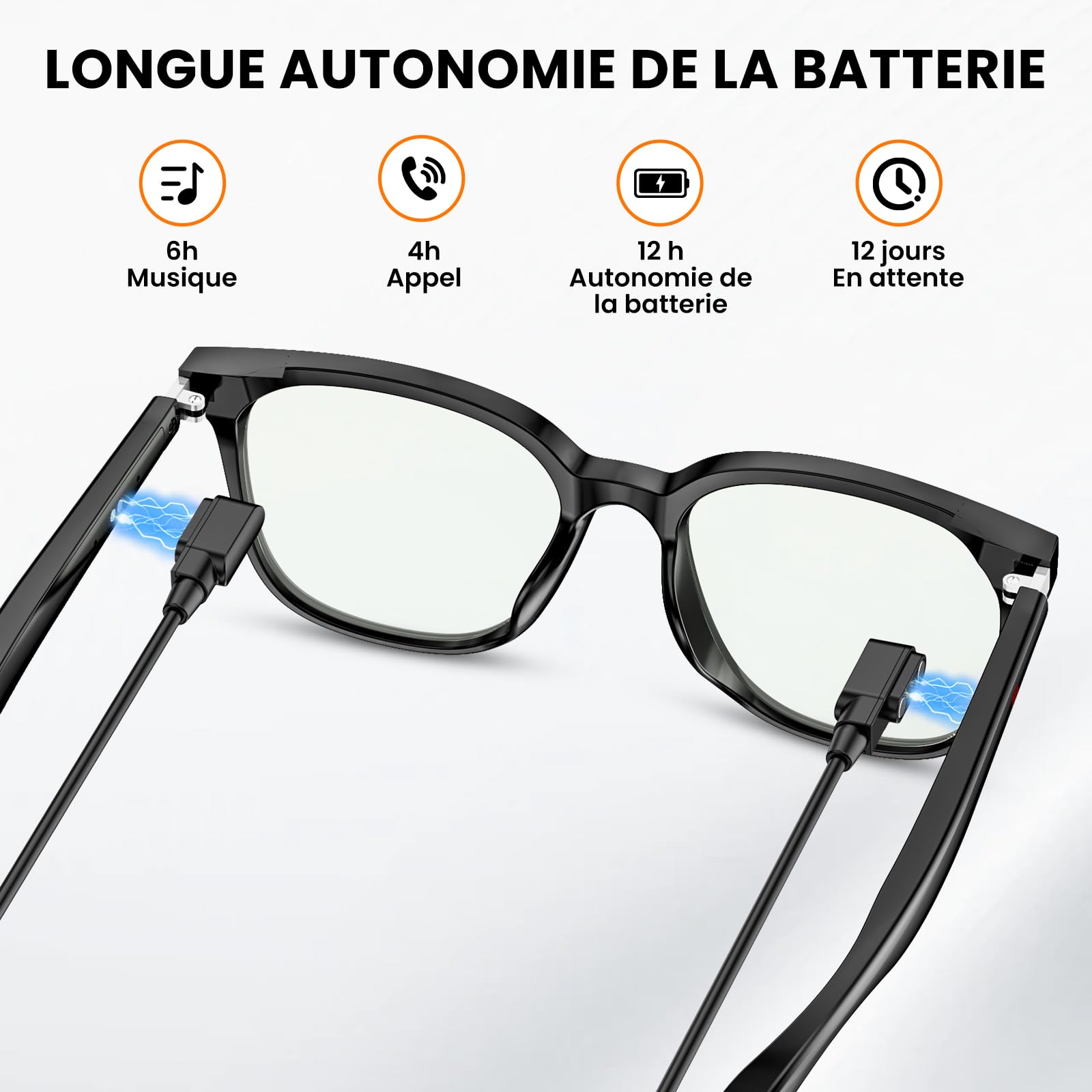 Lunettes intelligentes femmes hommes, 32g légères, téléphonie HD, commande vocale/musicale, lunettes de soleil Bluetooth avec verres photochromiques – idéales pour le quotidien et les voyages (Noir)