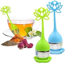 2 Pack Tea Infuser Filter,Tea Infuser,with Flower Shaped Silicone Handle Stainless Steel Strainer Filter and Drip Tray, Best Tea Infuser for Herbal Tea That Used in Tea Cups, Mugs, and Teapots