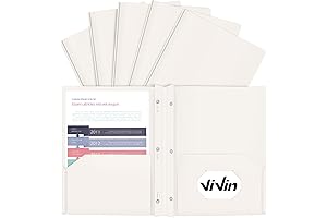 ViVin White Plastic Folders with Durable Pockets