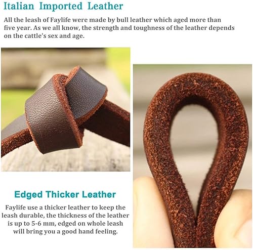Miniatura 3 de FAIRWIN Correa de cuero para perros de 6 pies  Correa de cuero trenzada para entrenamiento de perros  Correa de perro resistente, suave y cómoda