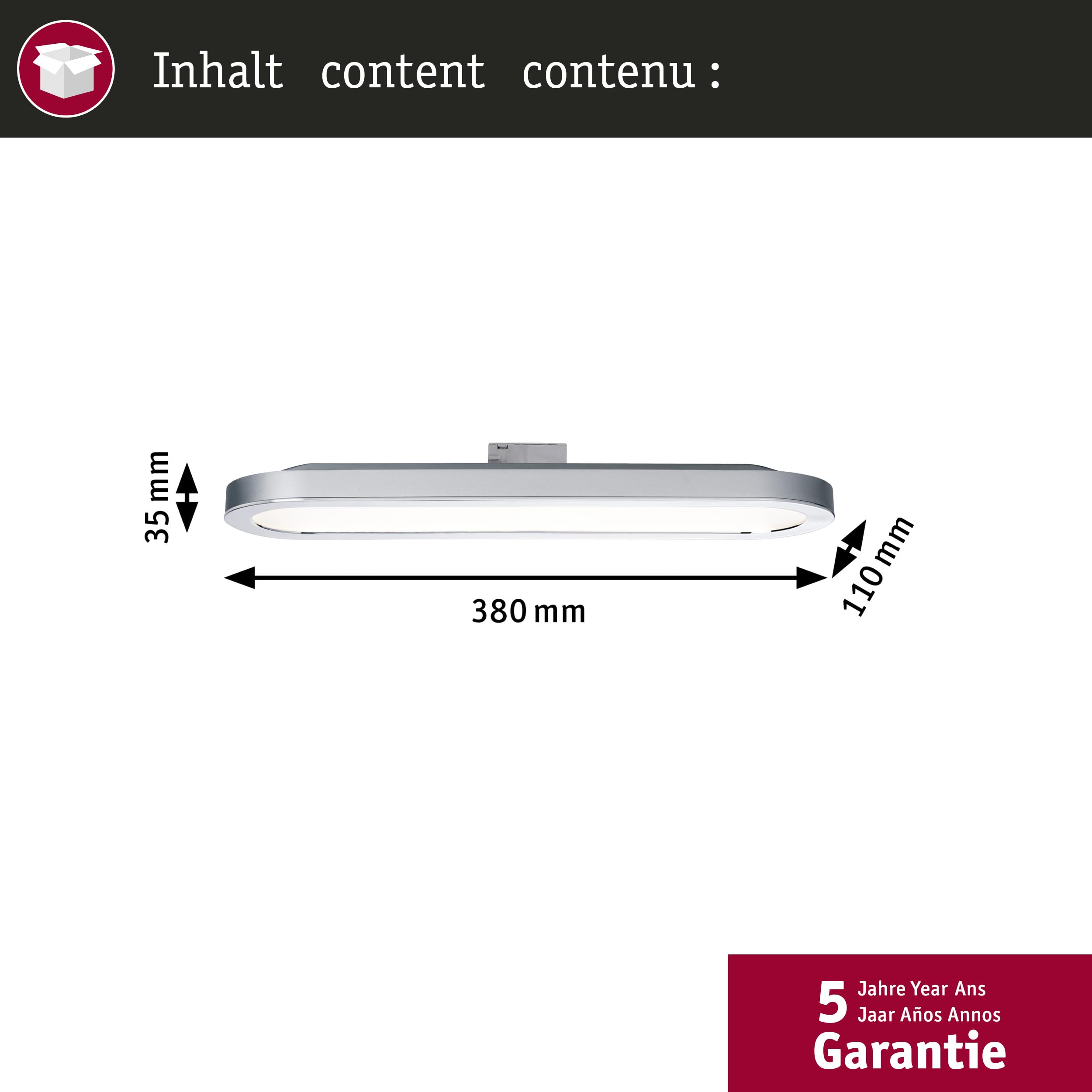 Paulmann 95319 URail Panneau LED Loop 480 lm 7 W 2700 K 230 V chrome mat, chrome Système de rails