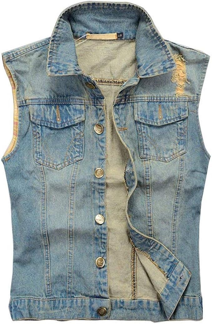 Battercake Denim Vest Denim Vest Collar Denim Jacket Jeans Gilet