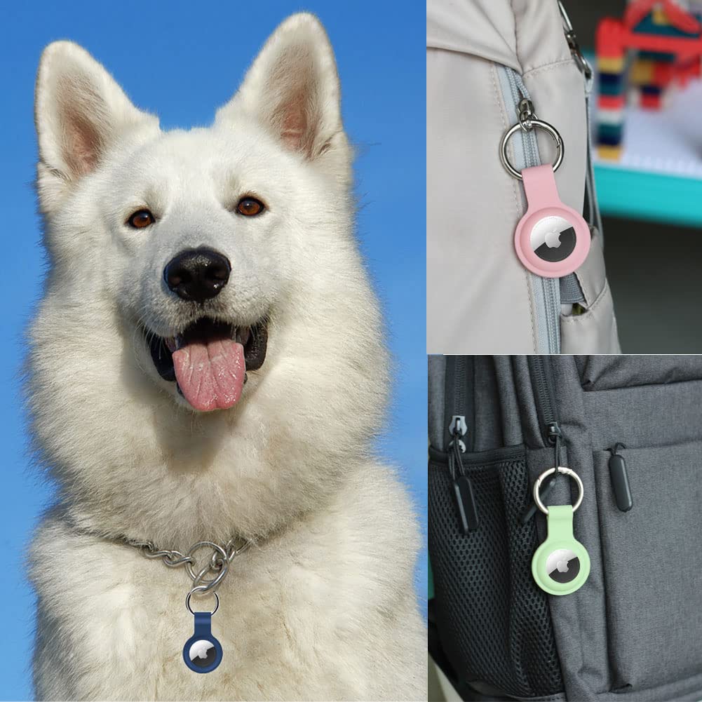 AirTag Cartoni animati Custodia protettiva Airtag in morbido silicone, accessorio include portachiavi / ciondolo bagagli / collare per cani (3812