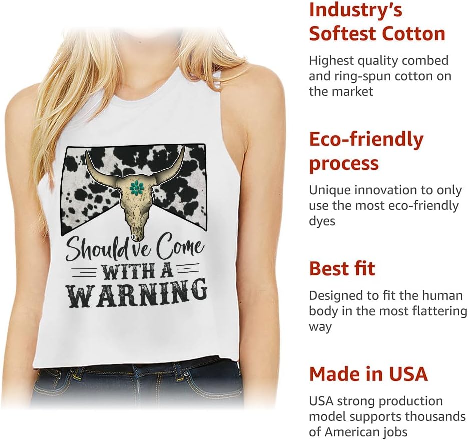 Should've Come with a Warning Racerback Cropped Tank - Art Women's Tank - Cool Tank Top
