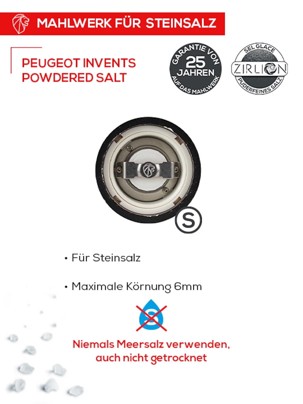 PEUGEOT - Salzmühle Paris u‘Select 22 cm - 6 Mahlgrade - Innovatives Zirlion-Mahlwerk für pulverfeines Salz - Aus PEFC-zertifiziertem Holz - Französisches Know-how - Safrangelb lackiert