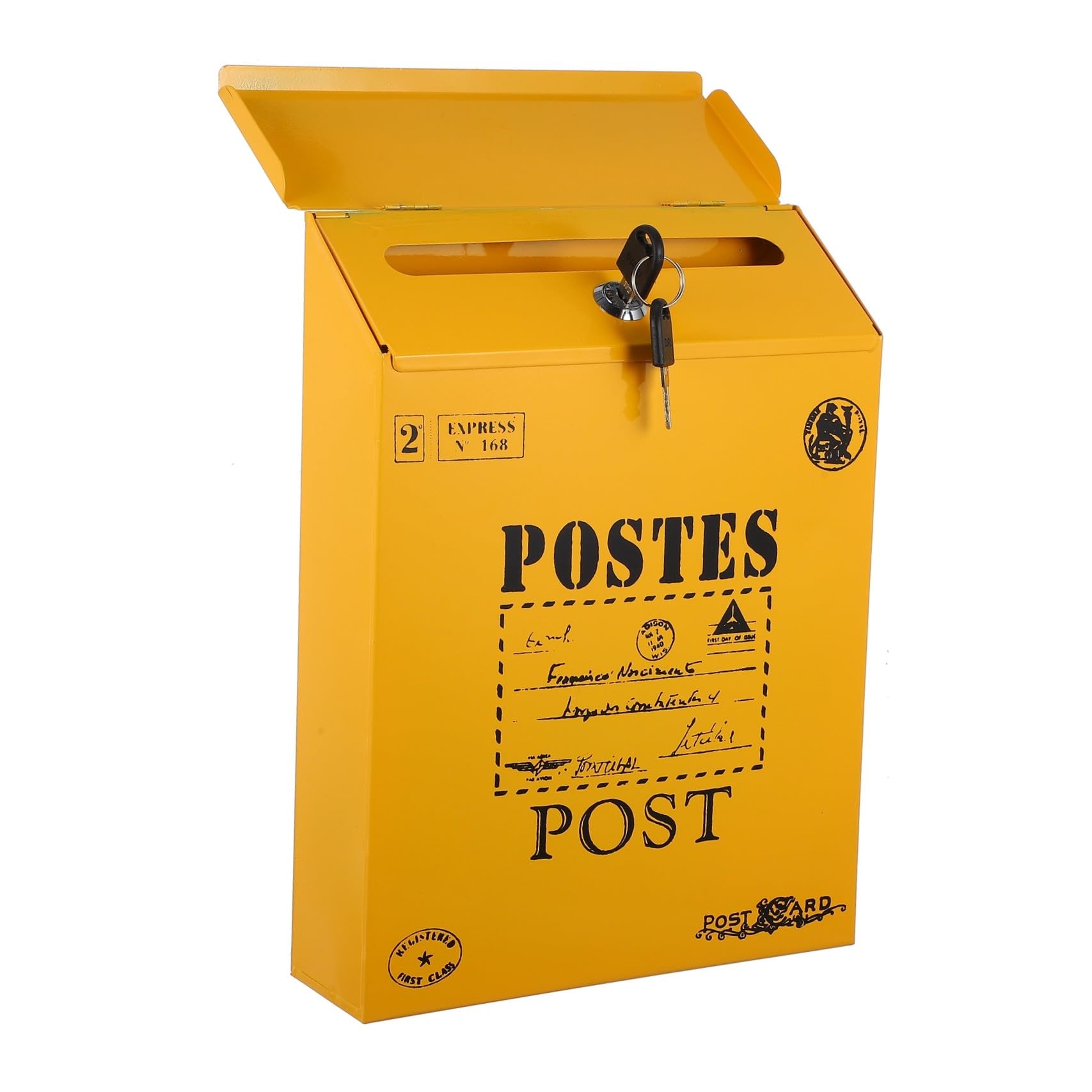 PartyKindom Boîte Aux Lettres Vintage Murale Verrouillable, Boîte Courrier Sécurisée pour Maison Ou Jardin