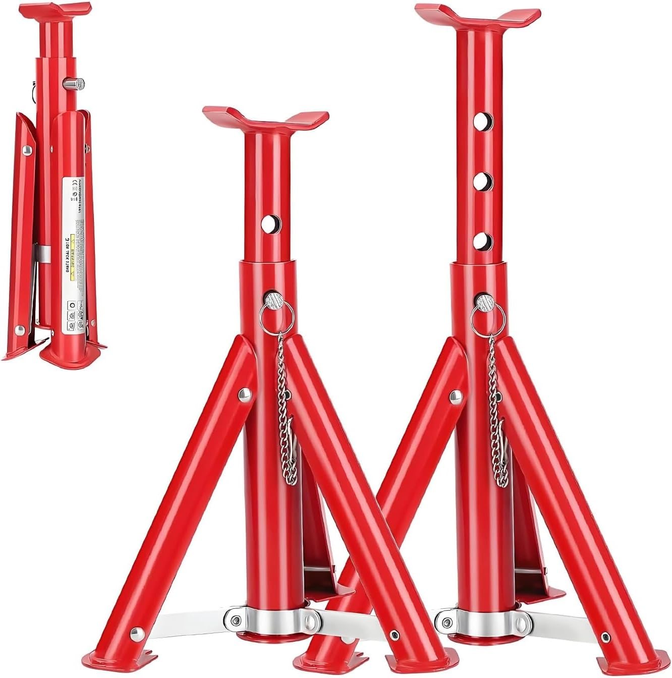 3 Ton Heavy Duty Axle Stands Set of 2, Professional Steel Jack Stands with Adjustable Height 270mm to 408mm for Car, Van, MOT, ATV & Motorcycle Garage Workshop