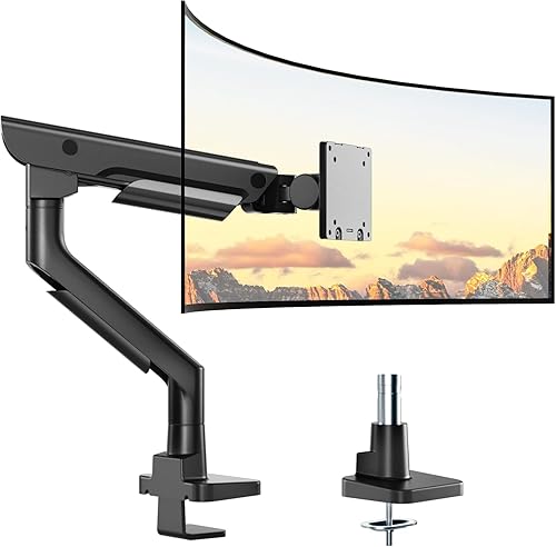 Miniatura 12 de monTEK Elegante brazo de monitor de aluminio para pantallas ultraanchas de 17 a 57 pulgadas de hasta 59.4 libras, USB 3.0 A/C, soporte de escritorio