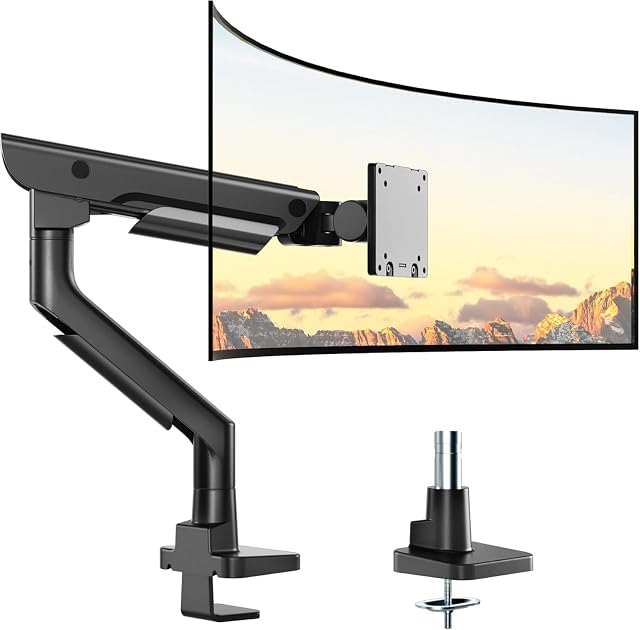 monTEK Sleek Aluminum Monitor Arm for 17 57 Ultrawide Screens up to 59 4 lbs Heavy Duty Single