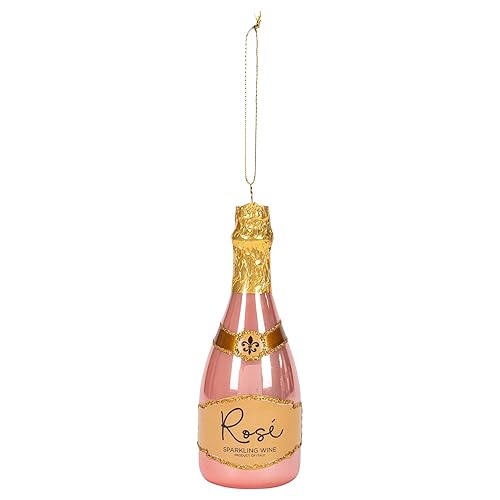 Raz 4052892 Christmas Catalog Rose Sparkling Wine Hanging Ornament, 6-inch
