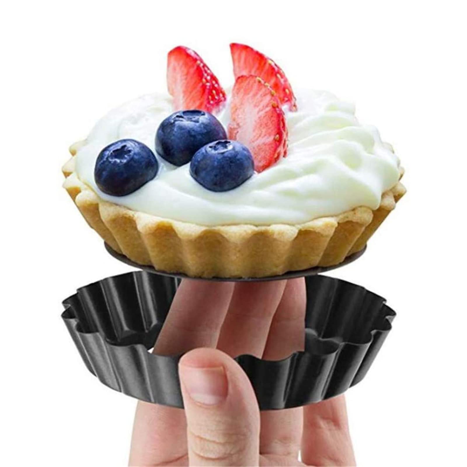 blacha do pieczenia metalowa nieprzywierająca forma do ciasta quiche forma do pieczenia usuwalna luźne dno naczynia do pieczenia mini foremki do tarty jajek 6 szt. B