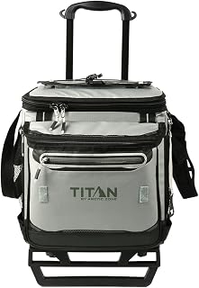 Titan Deep Freeze 60 Can Wheeled Cooler with All-Terrain Cart - Keeps Ice 3 Days, Collapsible & Portable
