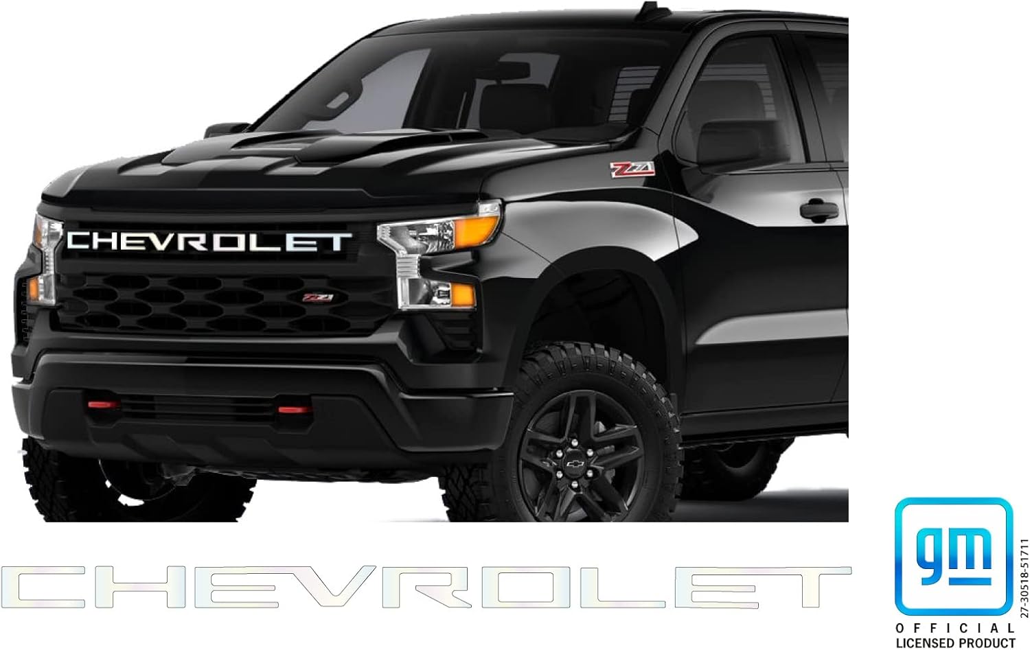 Chevy Silverado White Trail Boss Grille Lettering Overlay Decal Kit 2022-2026 GM Licensed