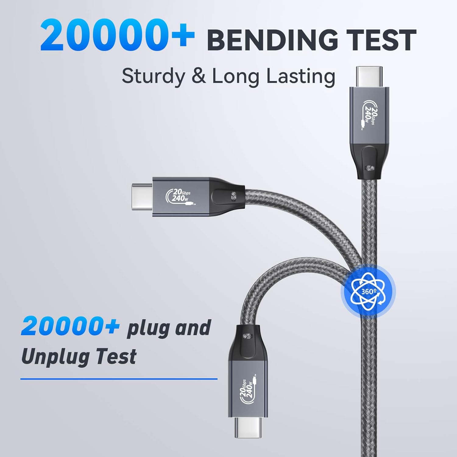 ULT-WIIQ 3.3FT Nylon Braided USB C to USB C 3.2 Gen 2 x 2 Video Cable for Monitor, 8K@30Hz 4K@144Hz/60Hz Display Cable, 20Gbps Data Transfer, PD 3.1 Supports 240W Fast Charging, for Laptop, PC, SSD…