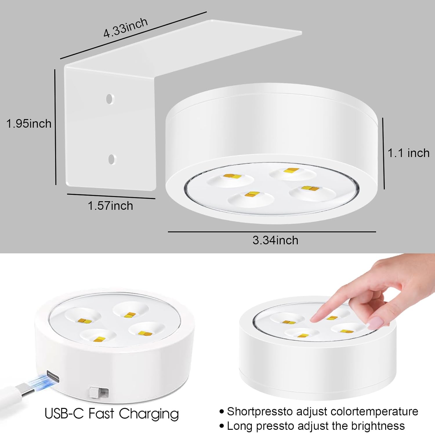 Picture Lights for Wall, 3 Lighting Modes Magnetic Art Display Light,Rechargeable Battery Operated Led Painting Light with Remote Control Dimmable & Timer,6Pack White
