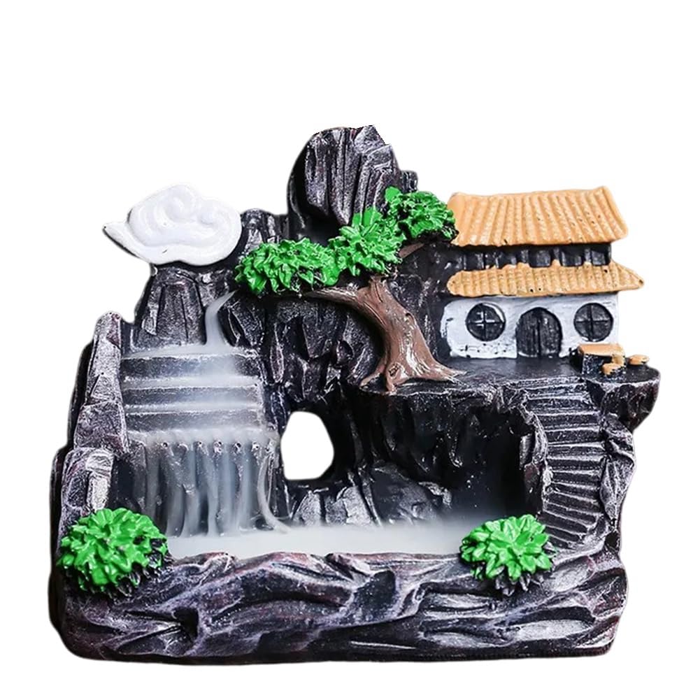 CTRLZS High Mountain Flowing Waterfall Backflow Incense Burner Home Fragrance Diffuser Incense Burner Decoration,D